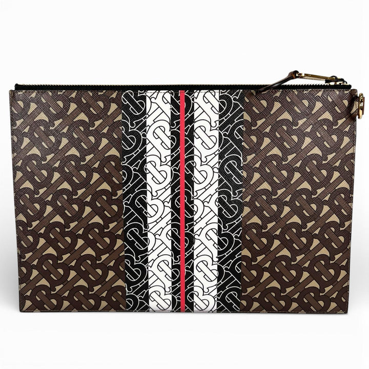 Pristine BURBERRY Clutch bag TB Monogram Stripe multicolor cotton mens
