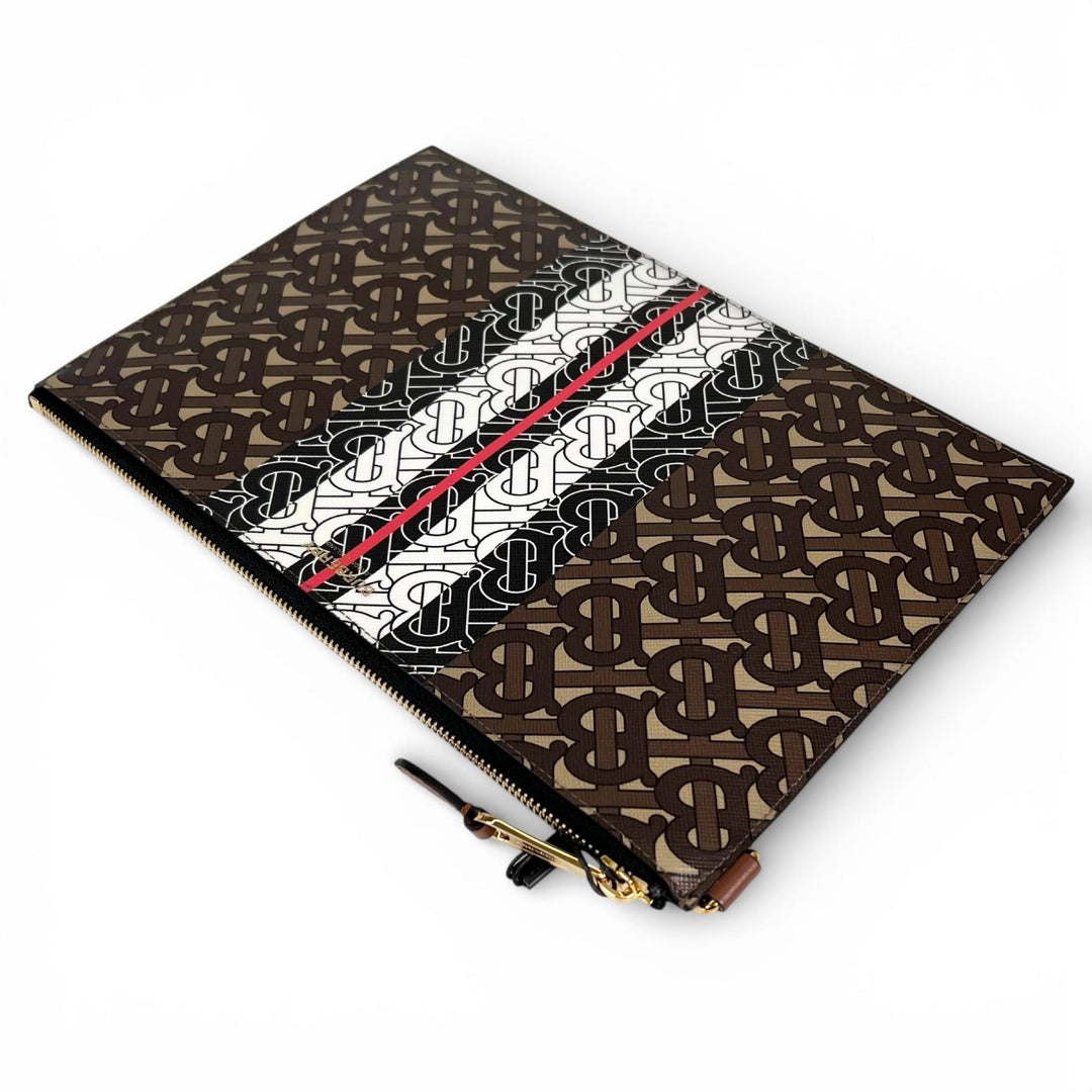 Pristine BURBERRY Clutch bag TB Monogram Stripe multicolor cotton mens