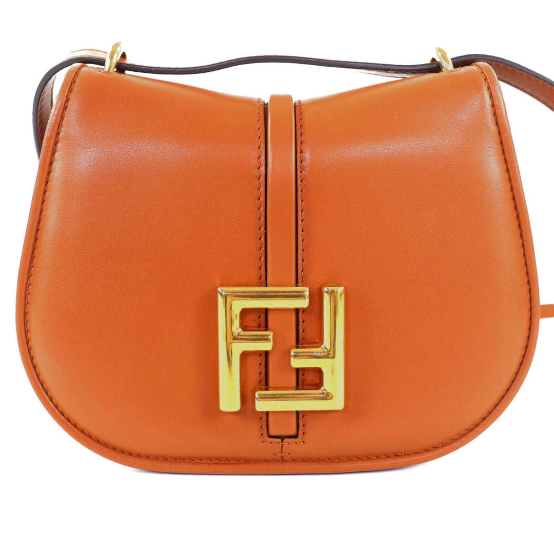 Excellent FENDI Shoulder Bag C'mon Small Brown leather Women 8BS082