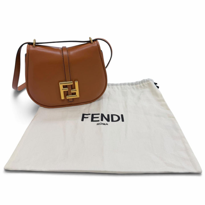 Excellent FENDI Shoulder Bag C'mon Small Brown leather Women 8BS082