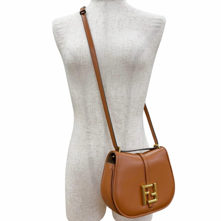 Excellent FENDI Shoulder Bag C'mon Small Brown leather Women 8BS082