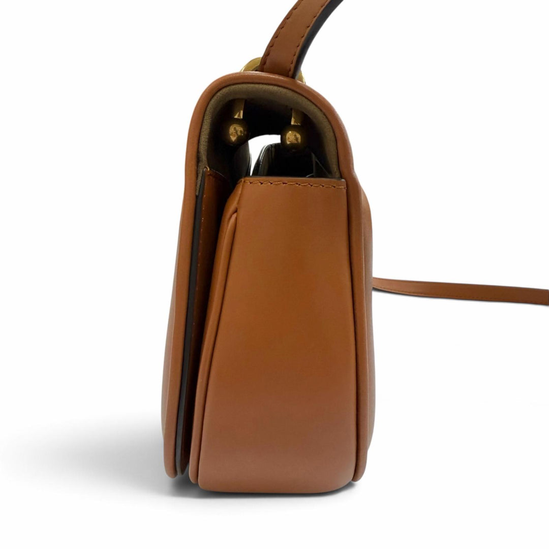 Excellent FENDI Shoulder Bag C'mon Small Brown leather Women 8BS082