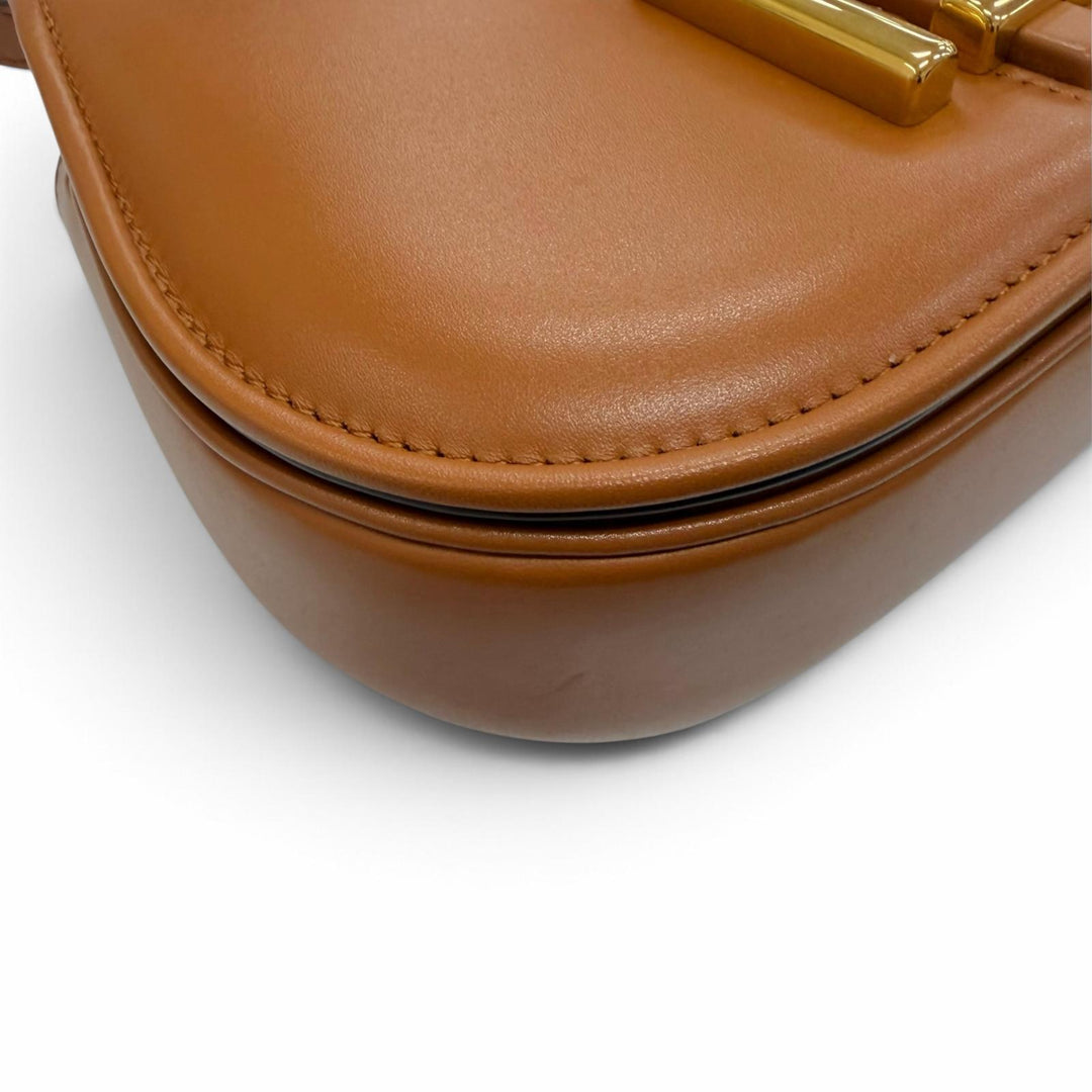 Excellent FENDI Shoulder Bag C'mon Small Brown leather Women 8BS082