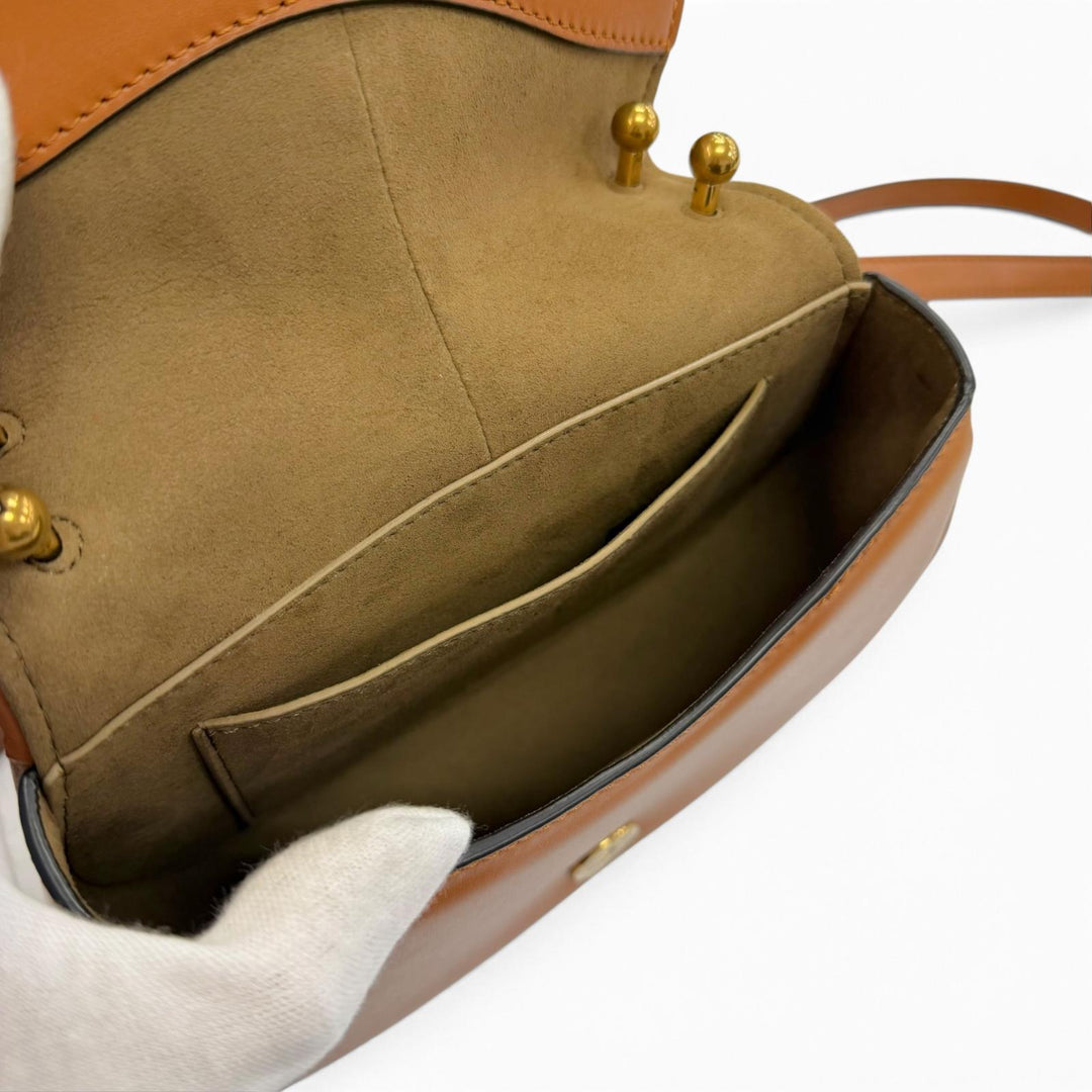 Excellent FENDI Shoulder Bag C'mon Small Brown leather Women 8BS082
