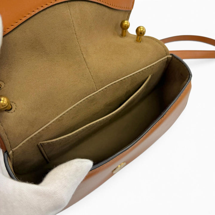 Excellent FENDI Shoulder Bag C'mon Small Brown leather Women 8BS082