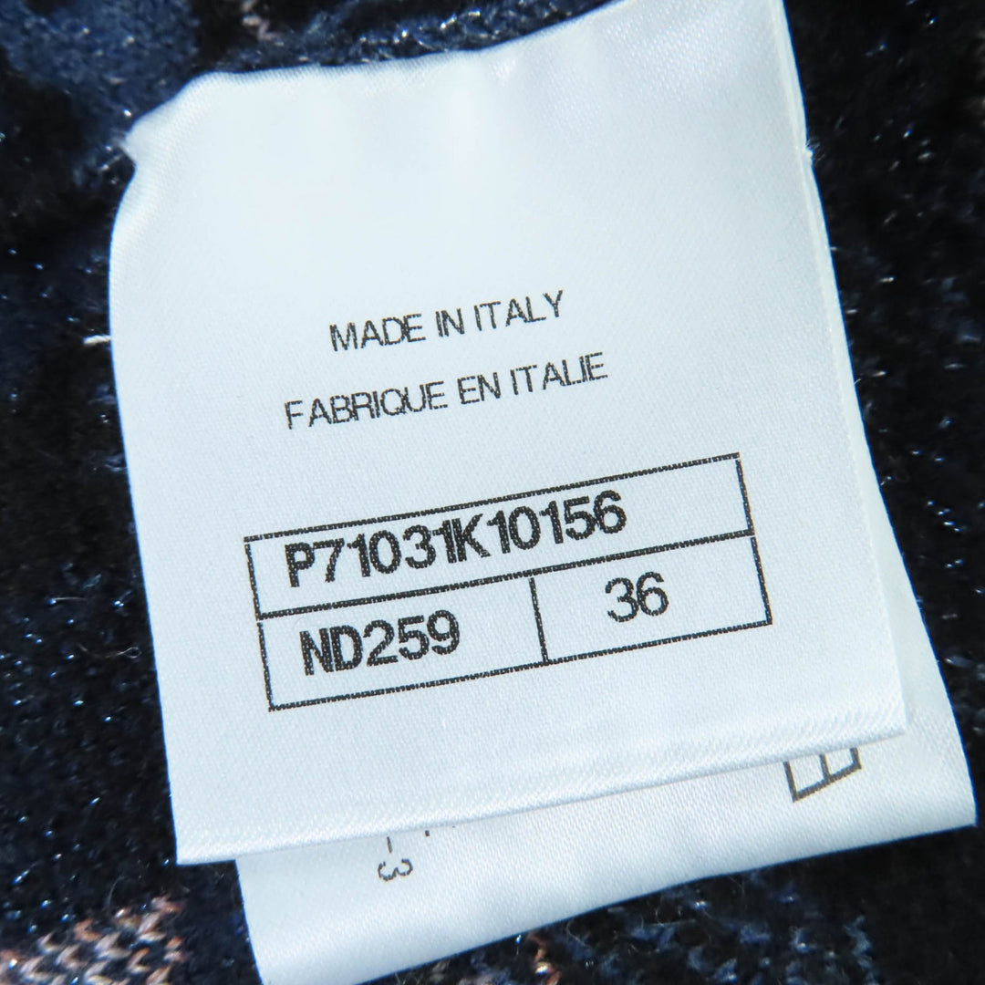 Excellent CHANEL knit COCO Button Jacquard Blue cashmere 36 21A P71031K10156