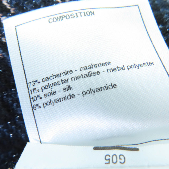 Excellent CHANEL knit COCO Button Jacquard Blue cashmere 36 21A P71031K10156