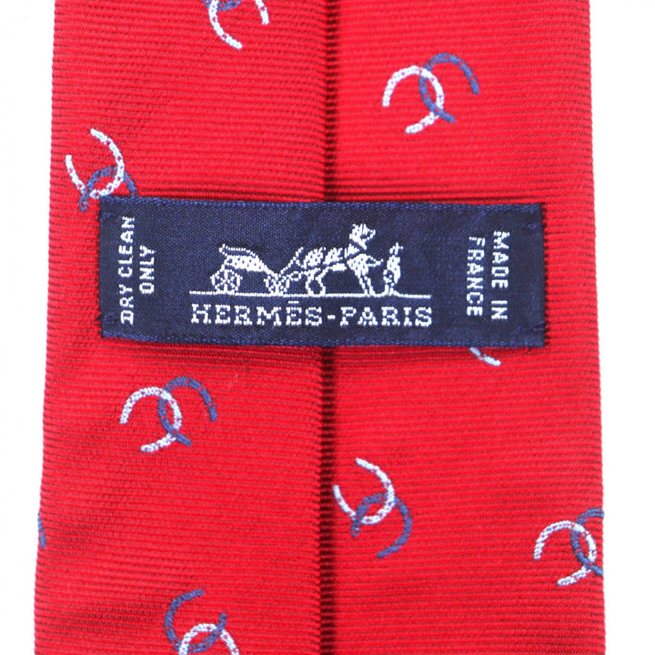 Excellent HERMES tie Horseshoe Pattern silk mens 339359T
