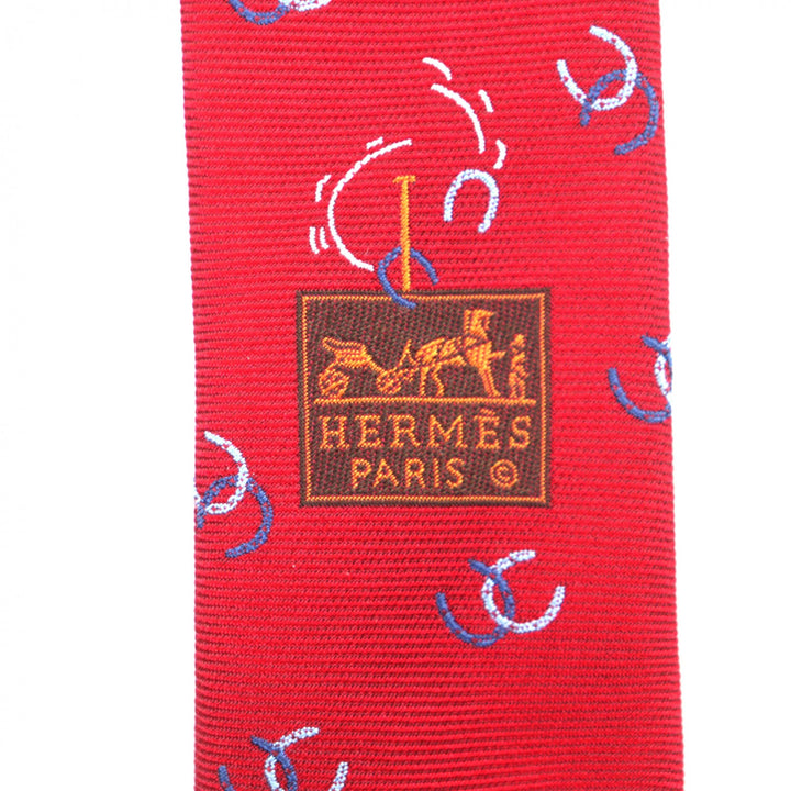 Excellent HERMES tie Horseshoe Pattern silk mens 339359T