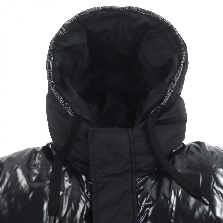 Excellent Herno Down jacket Hooded double zip-up black Nylon mens 46