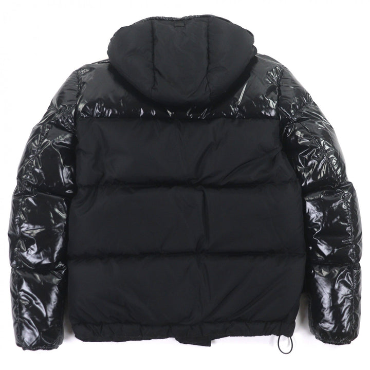 Excellent Herno Down jacket Hooded double zip-up black Nylon mens 46