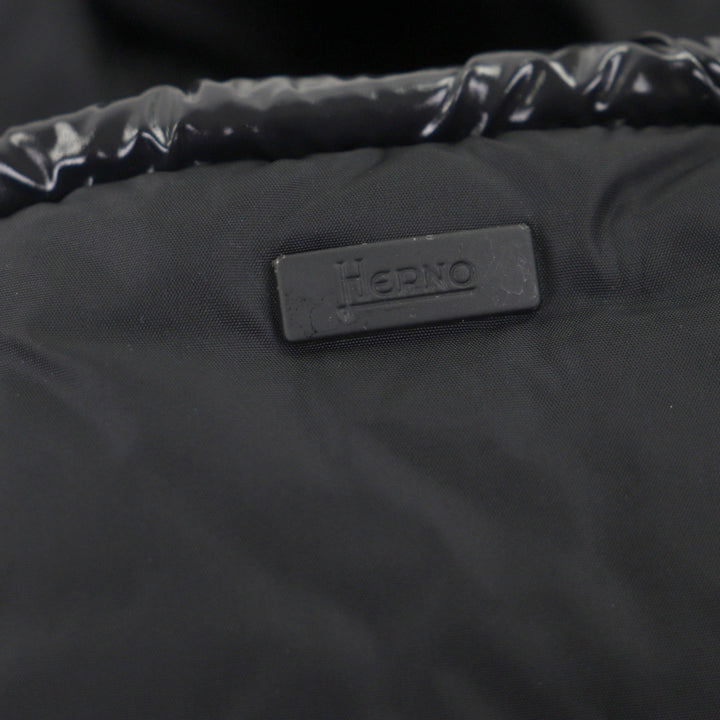 Excellent Herno Down jacket Hooded double zip-up black Nylon mens 46