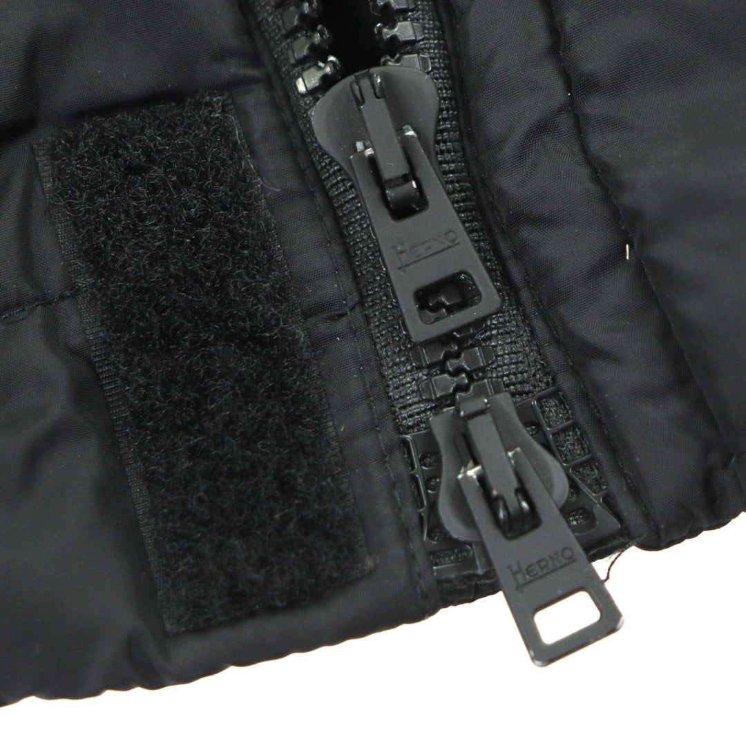 Excellent Herno Down jacket Hooded double zip-up black Nylon mens 46
