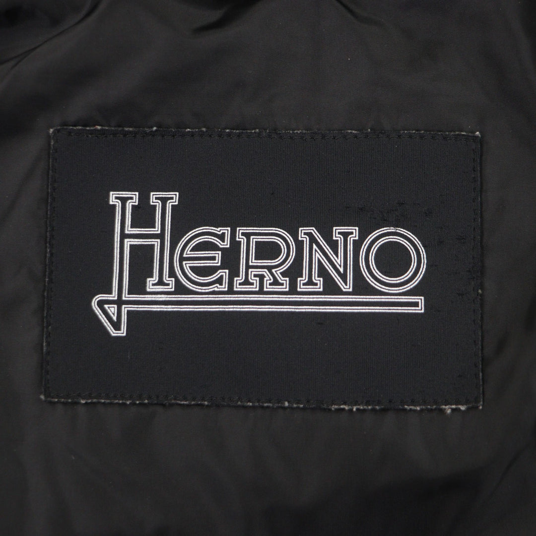 Excellent Herno Down jacket Hooded double zip-up black Nylon mens 46