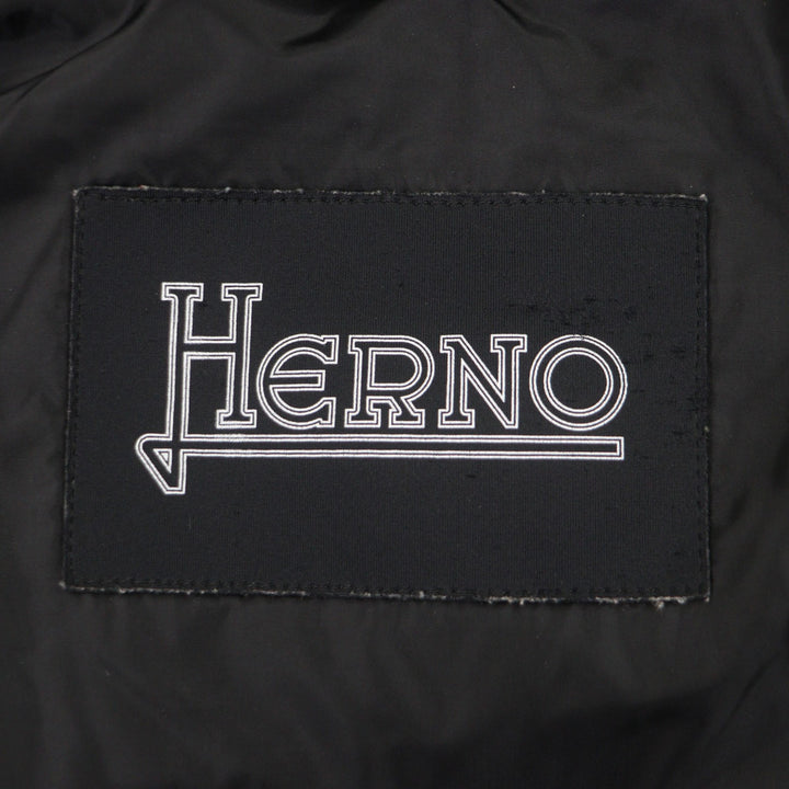 Excellent Herno Down jacket Hooded double zip-up black Nylon mens 46