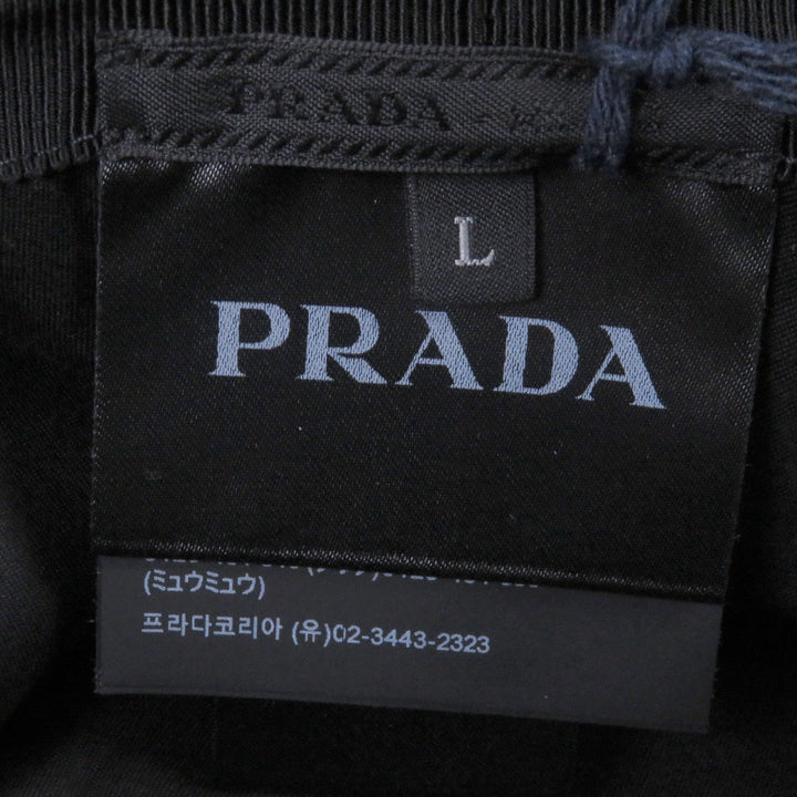 Pristine PRADA hat Triangle logo triangular plate denim bucket Indigo blue