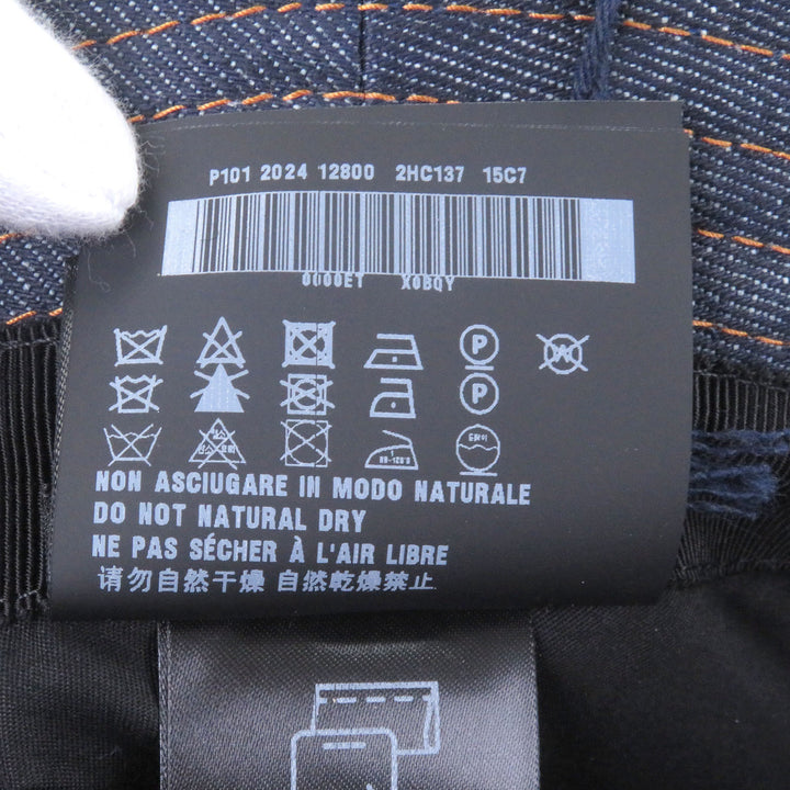 Pristine PRADA hat Triangle logo triangular plate denim bucket Indigo blue