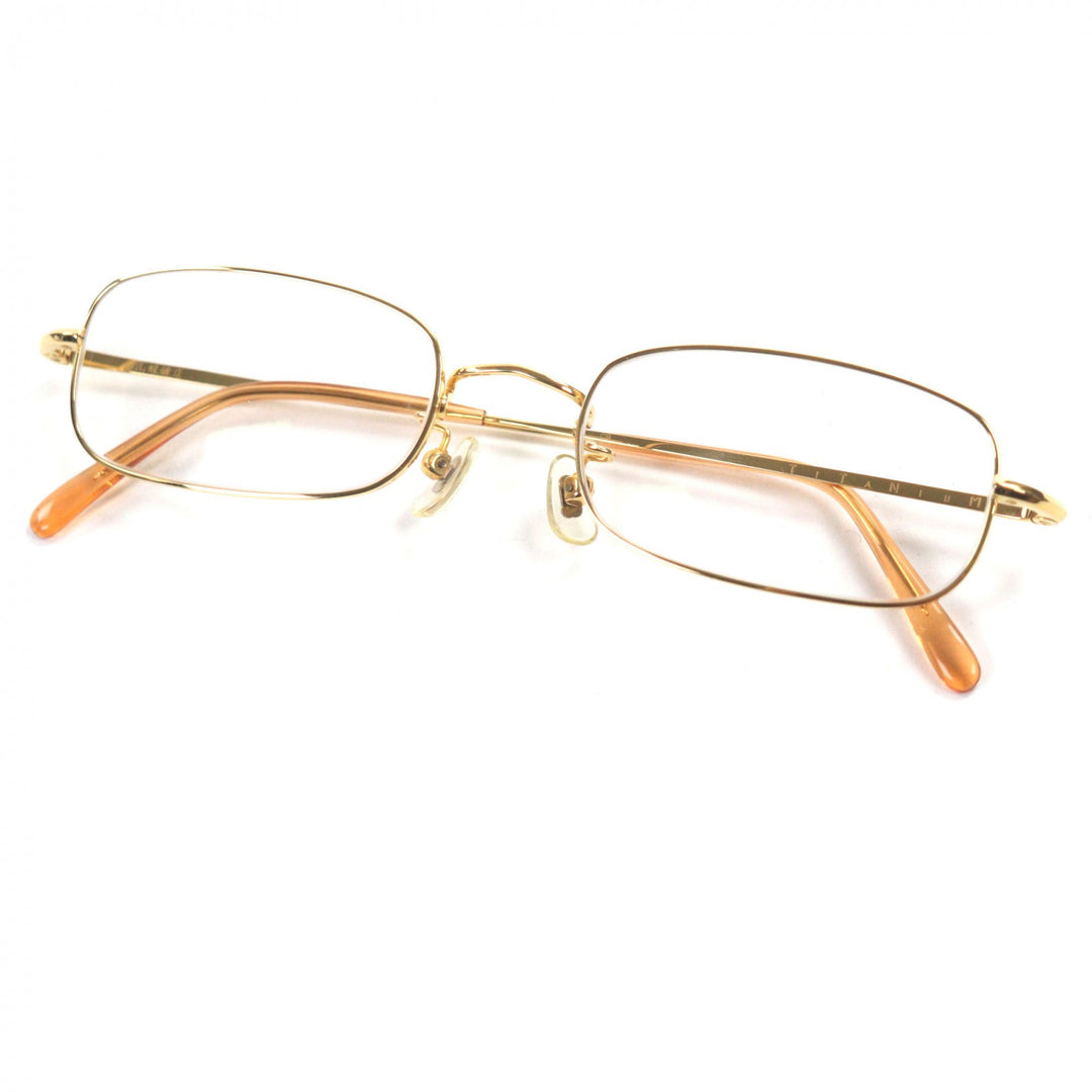 Excellent 白山眼鏡 Glasses Square gold Titanium mens