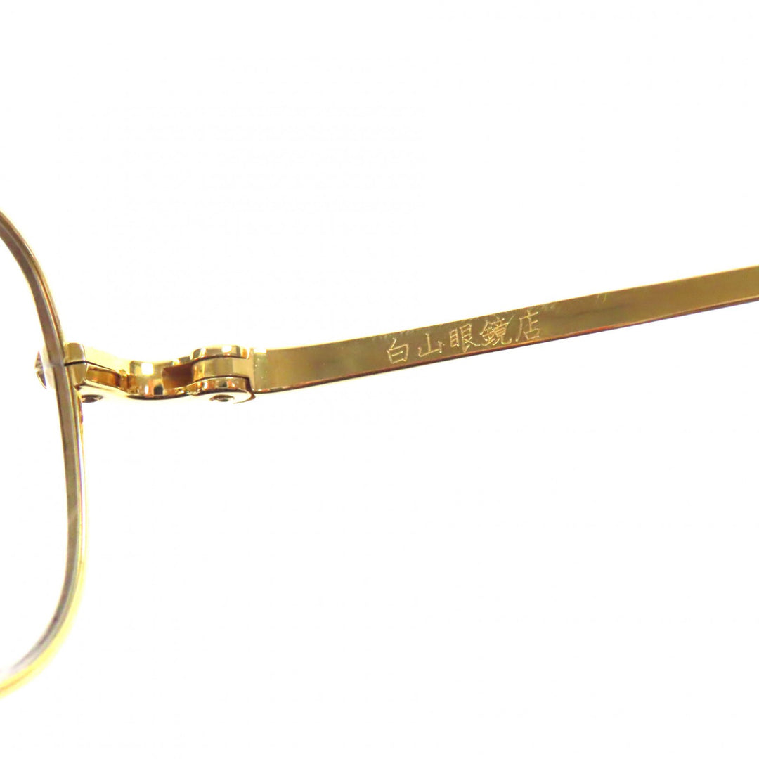 Excellent 白山眼鏡 Glasses Square gold Titanium mens