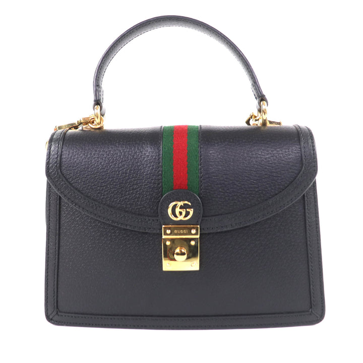 Great GUCCI Handbag Ophidia Medium Top Handle Bag black leather Women 651055