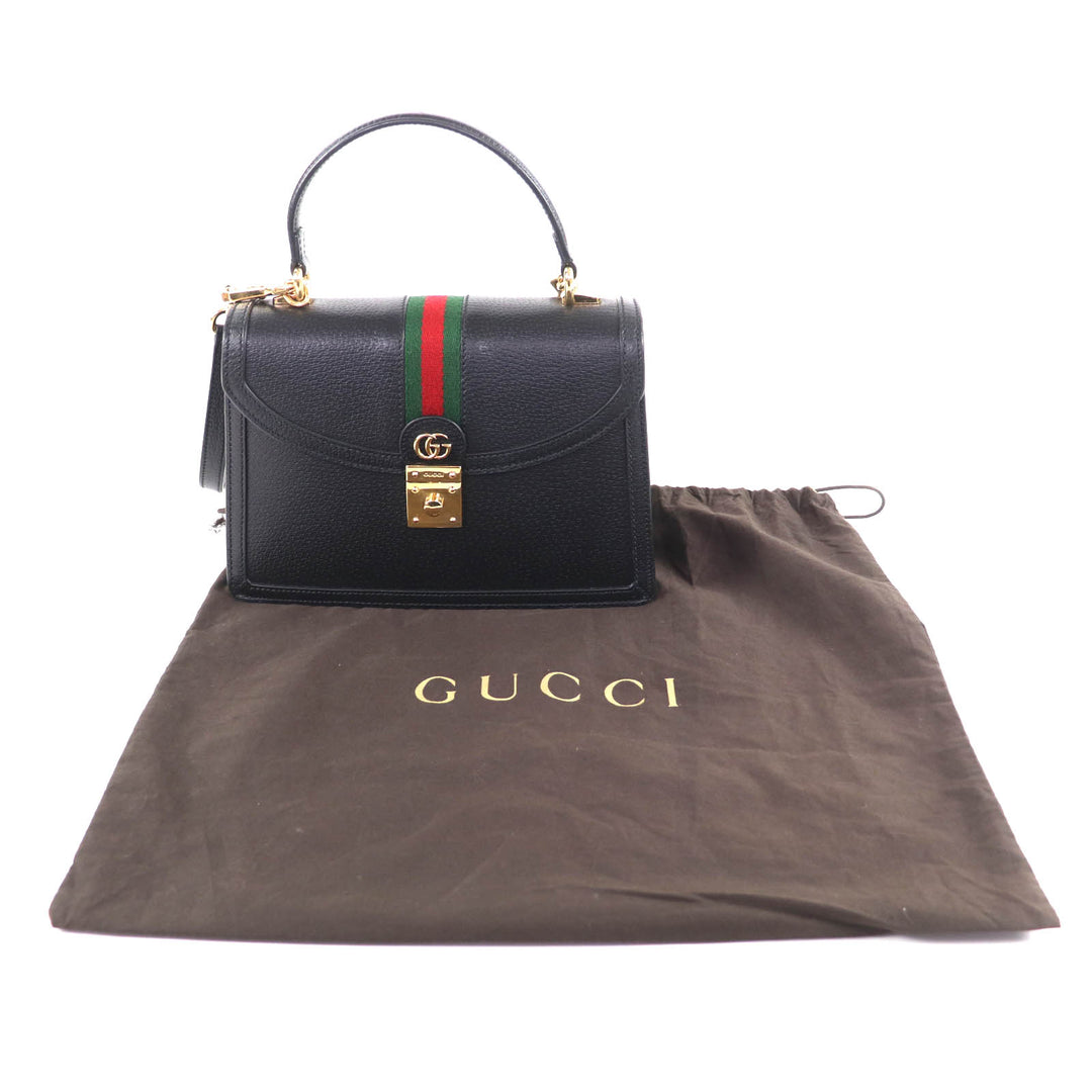 Great GUCCI Handbag Ophidia Medium Top Handle Bag black leather Women 651055