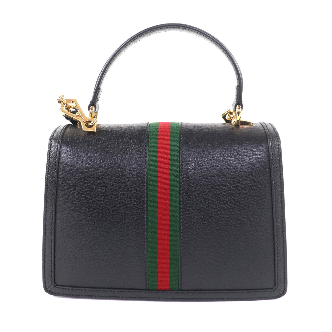 Great GUCCI Handbag Ophidia Medium Top Handle Bag black leather Women 651055