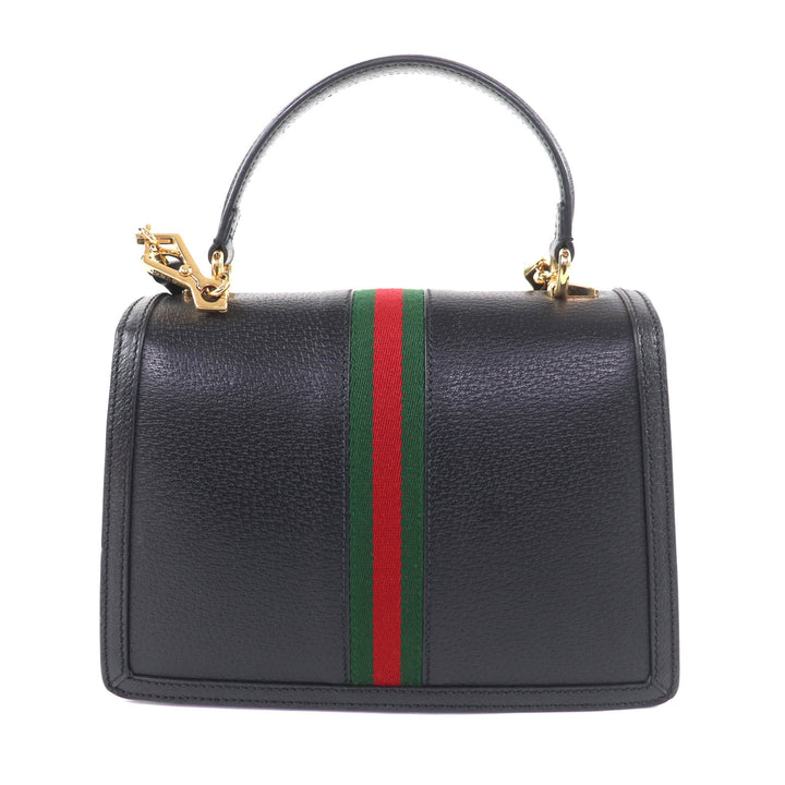 Great GUCCI Handbag Ophidia Medium Top Handle Bag black leather Women 651055
