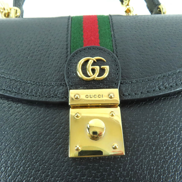 Great GUCCI Handbag Ophidia Medium Top Handle Bag black leather Women 651055