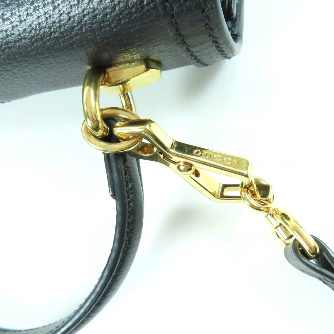 Great GUCCI Handbag Ophidia Medium Top Handle Bag black leather Women 651055