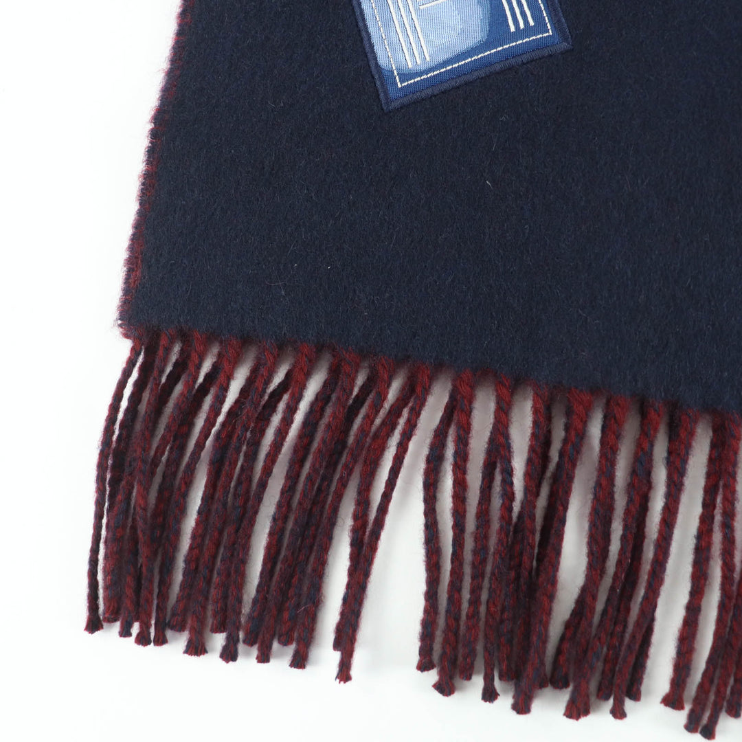Pristine HERMES Scarf Two-tone with fringe Navy cashmere Women