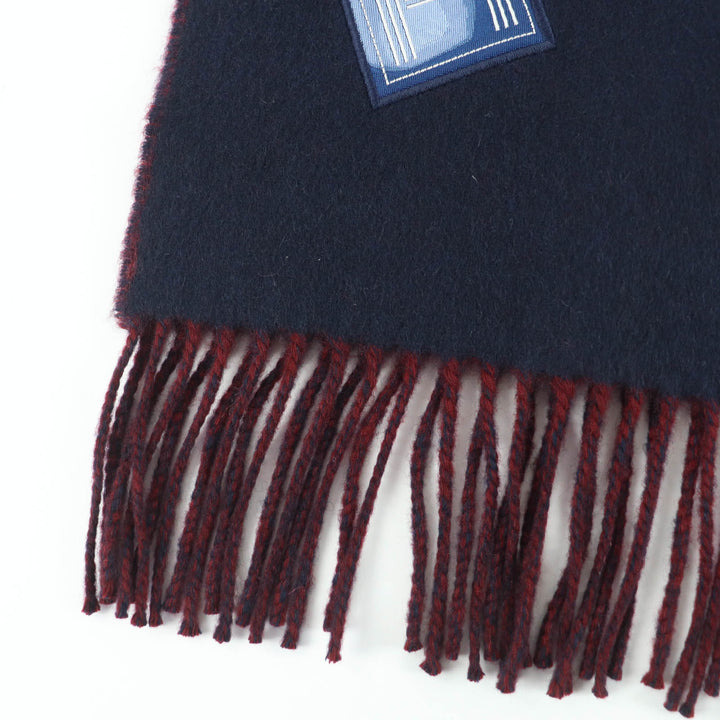 Pristine HERMES Scarf Two-tone with fringe Navy cashmere Women