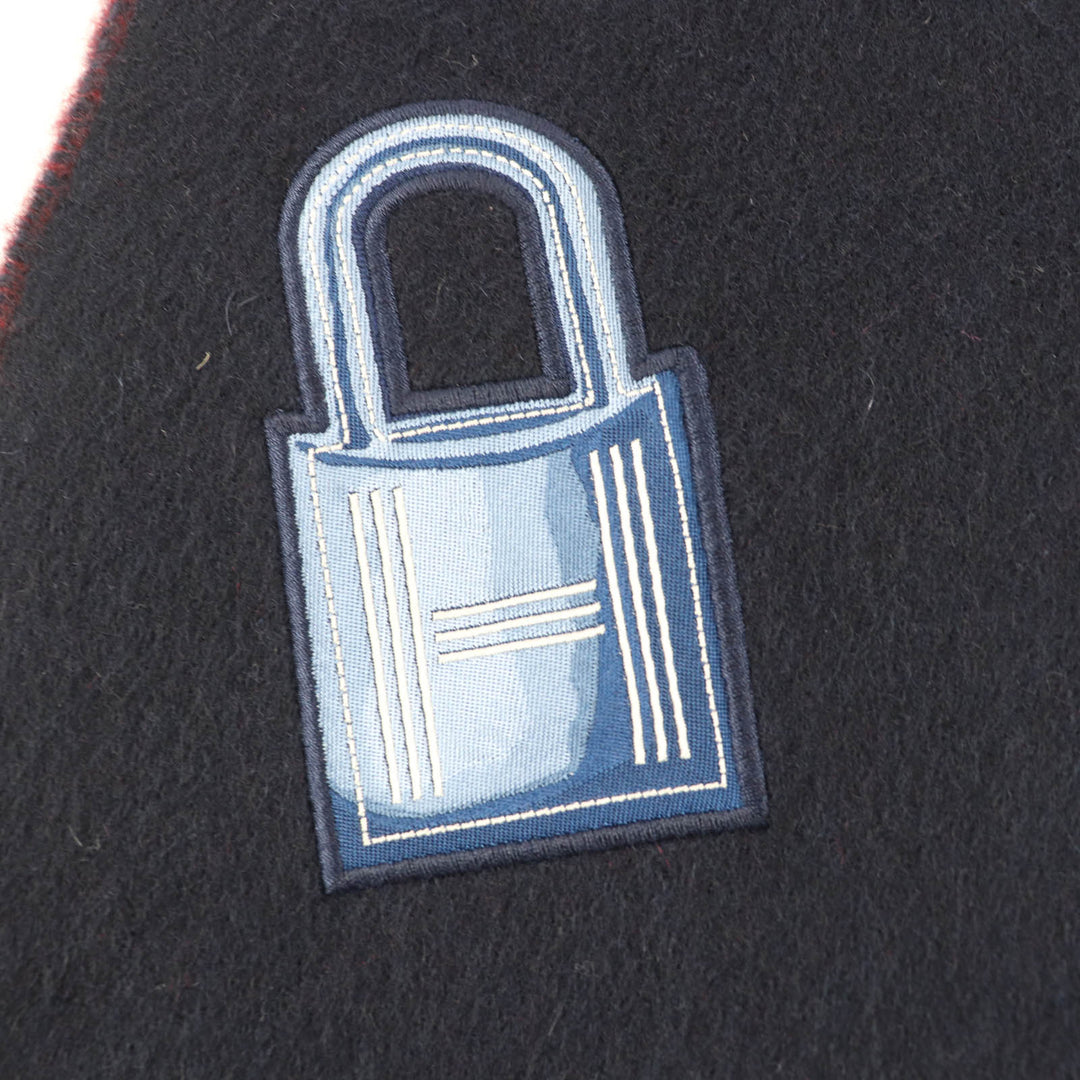 Pristine HERMES Scarf Two-tone with fringe Navy cashmere Women