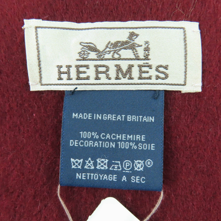 Pristine HERMES Scarf Two-tone with fringe Navy cashmere Women