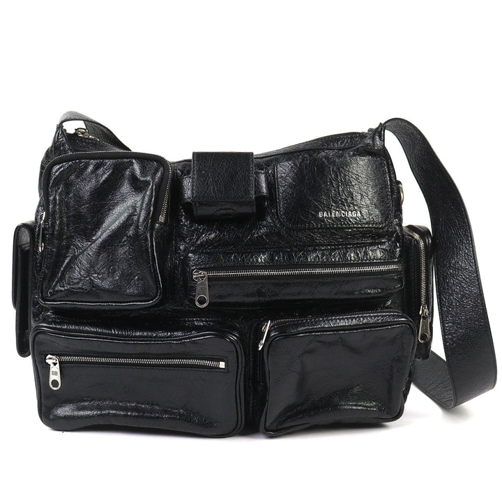 Excellent BALENCIAGA Shoulder Bag Super Busy black leather mens 785297