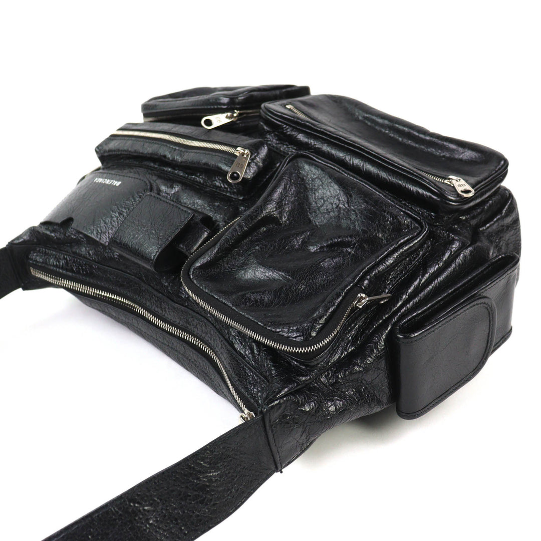Excellent BALENCIAGA Shoulder Bag Super Busy black leather mens 785297