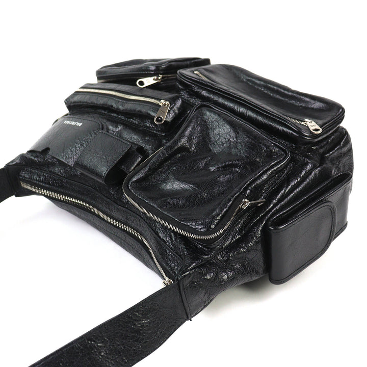 Excellent BALENCIAGA Shoulder Bag Super Busy black leather mens 785297