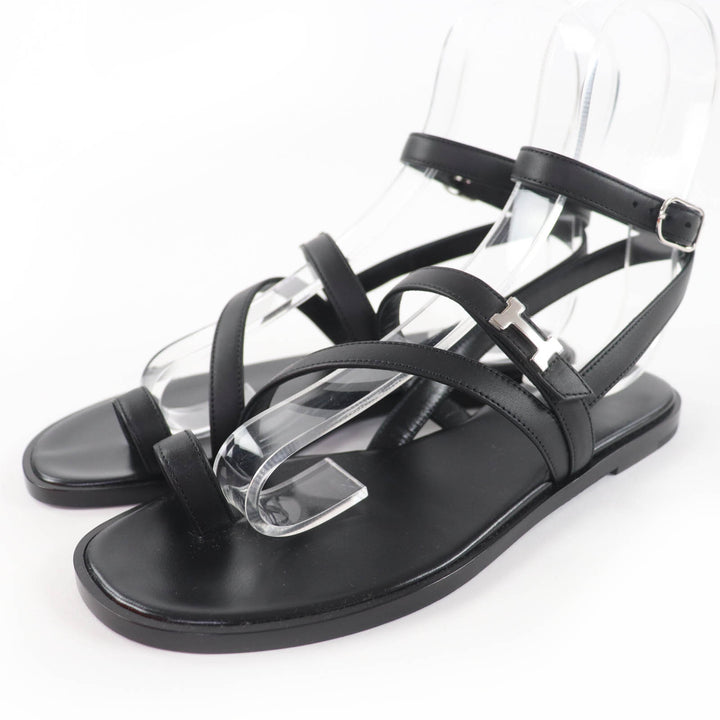 Pristine HERMES Sandals Armoni HMetal Ankle Strap Leather black leather Women 35