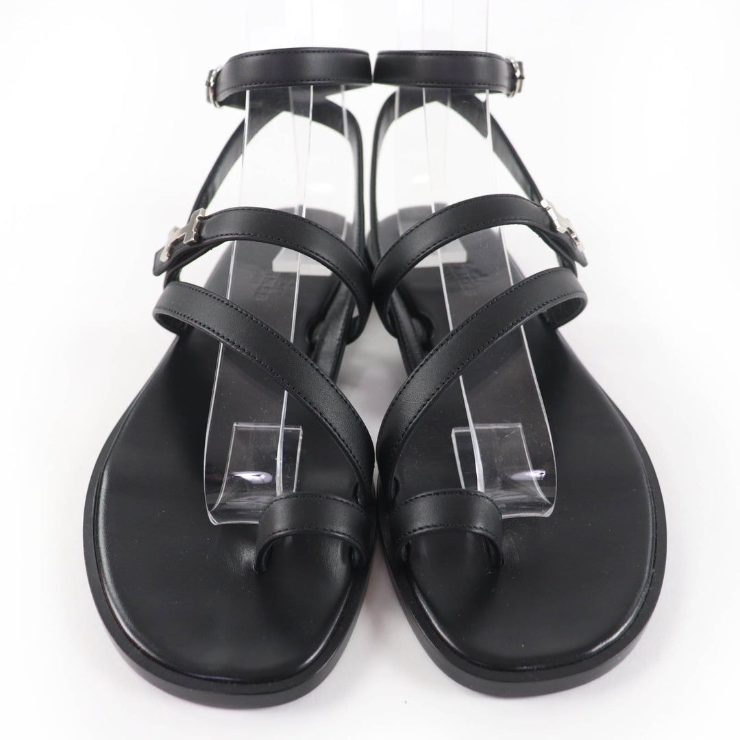 Pristine HERMES Sandals Armoni HMetal Ankle Strap Leather black leather Women 35