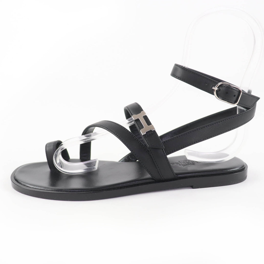 Pristine HERMES Sandals Armoni HMetal Ankle Strap Leather black leather Women 35