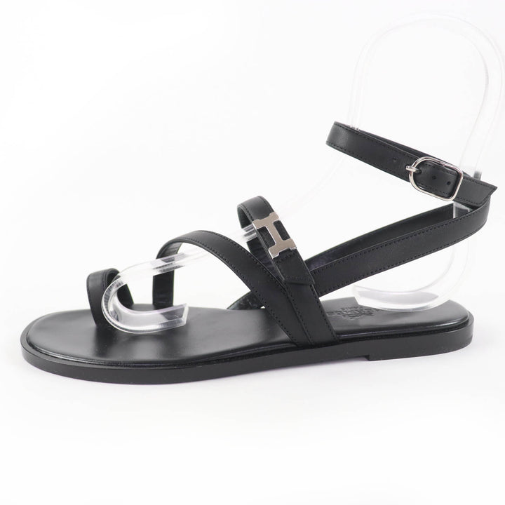Pristine HERMES Sandals Armoni HMetal Ankle Strap Leather black leather Women 35
