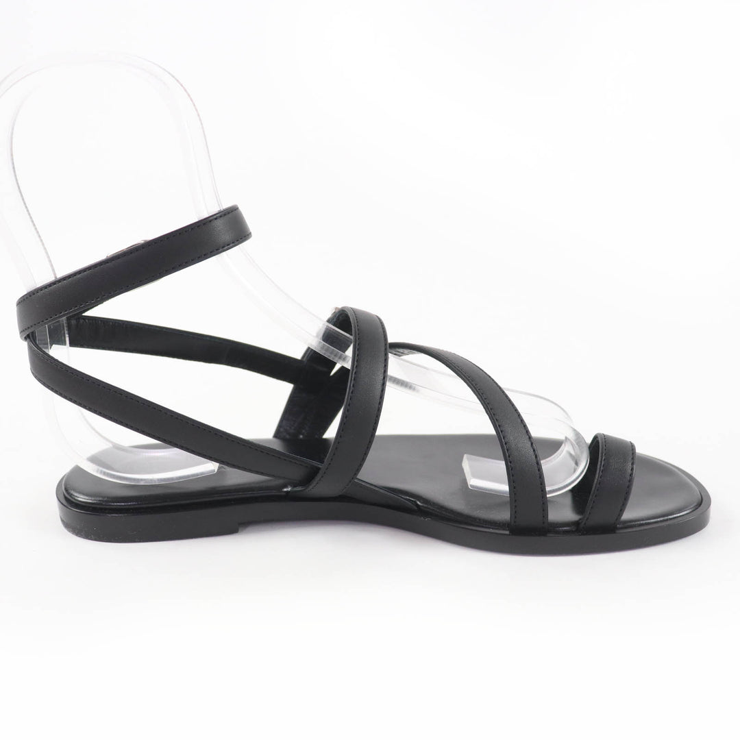 Pristine HERMES Sandals Armoni HMetal Ankle Strap Leather black leather Women 35