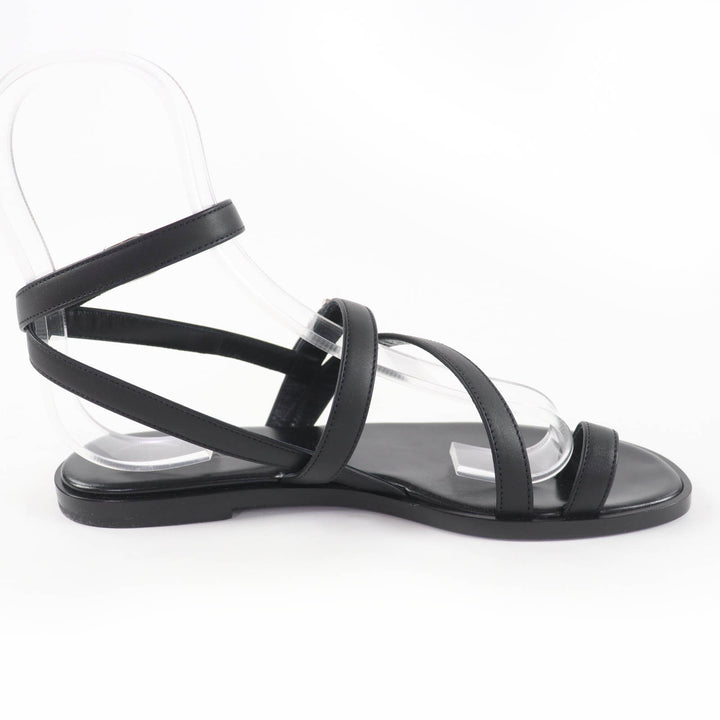 Pristine HERMES Sandals Armoni HMetal Ankle Strap Leather black leather Women 35