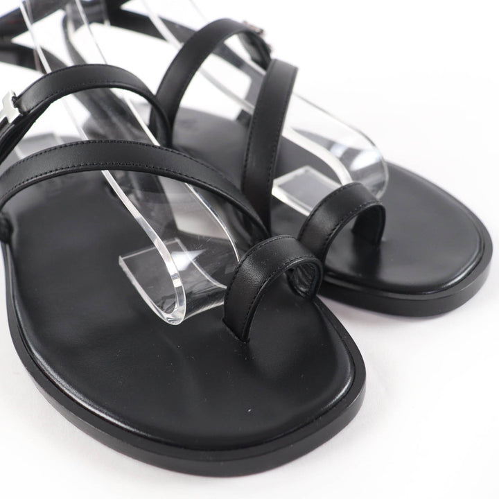 Pristine HERMES Sandals Armoni HMetal Ankle Strap Leather black leather Women 35