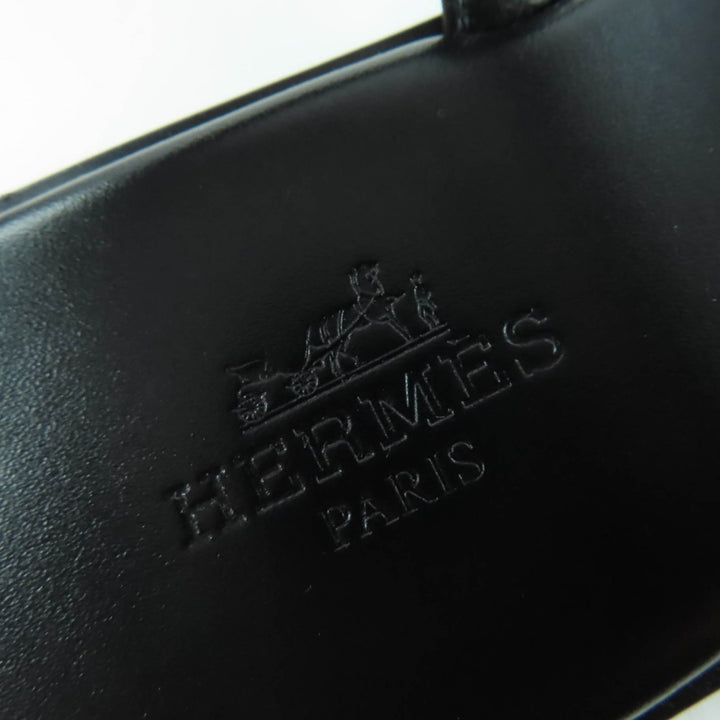 Pristine HERMES Sandals Armoni HMetal Ankle Strap Leather black leather Women 35