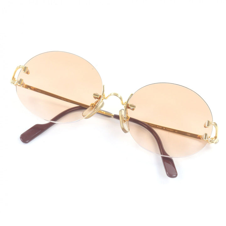 Great Cartier sunglasses Oval Rimless Two-Point gold mens