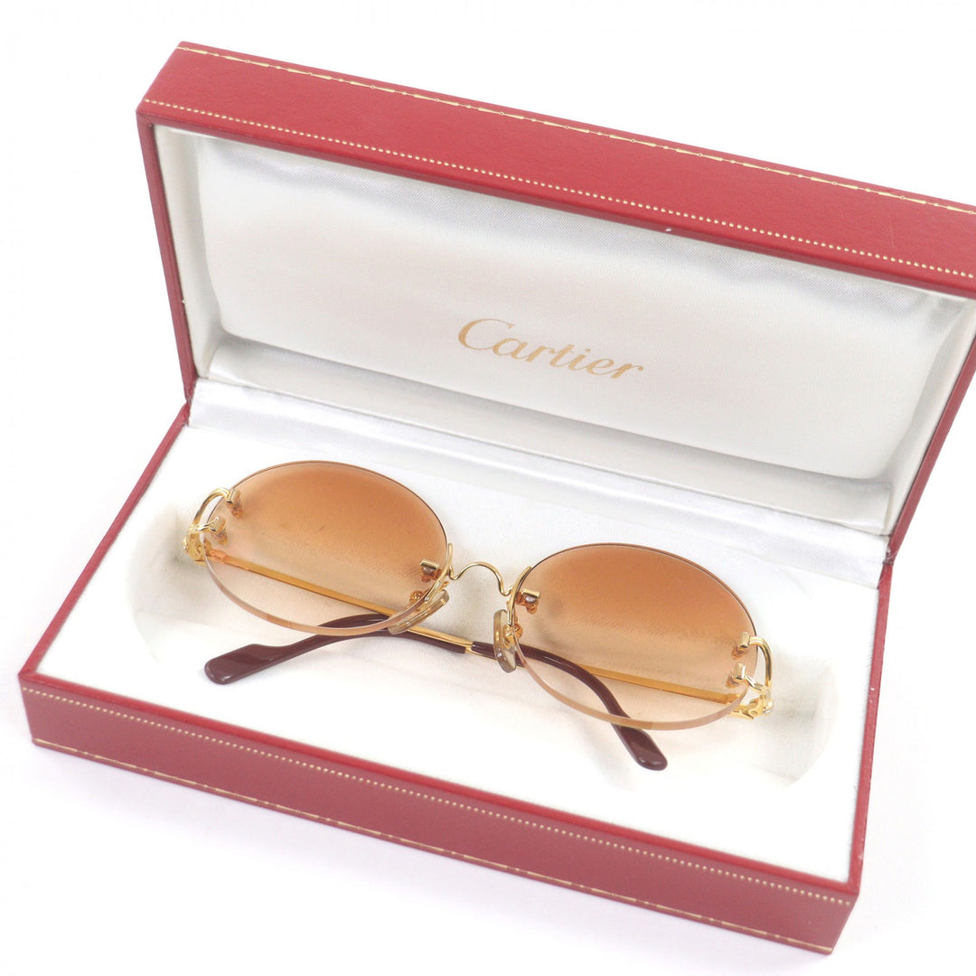 Great Cartier sunglasses Oval Rimless Two-Point gold mens