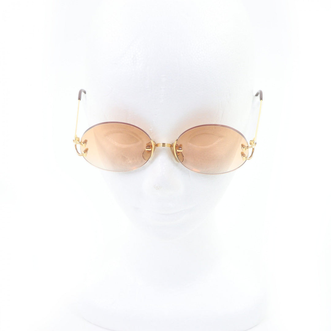 Great Cartier sunglasses Oval Rimless Two-Point gold mens