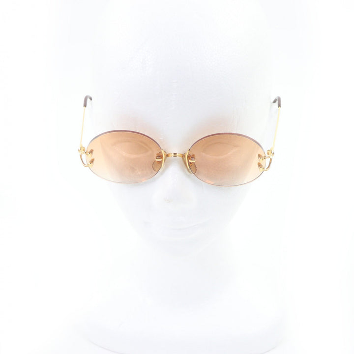 Great Cartier sunglasses Oval Rimless Two-Point gold mens