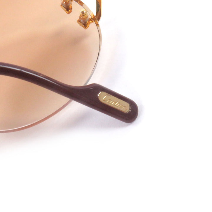 Great Cartier sunglasses Oval Rimless Two-Point gold mens