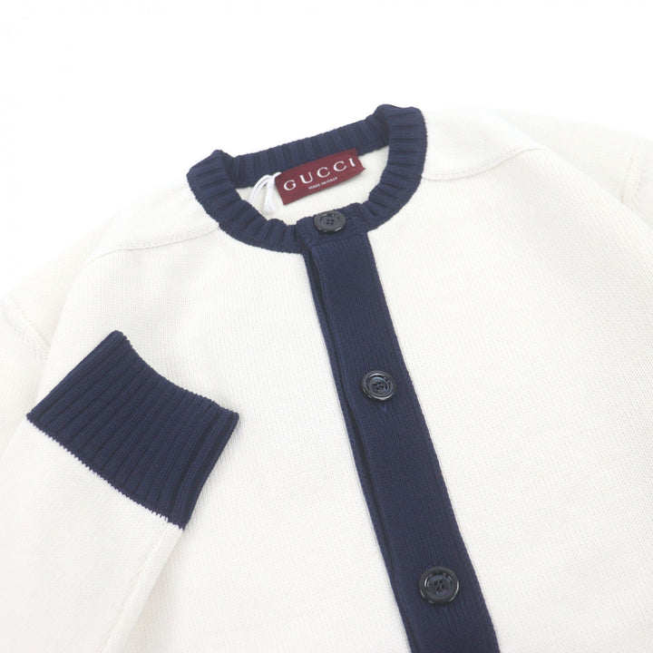 Pristine GUCCI cardigan Logo intarsia knit white cotton mens XS 814520